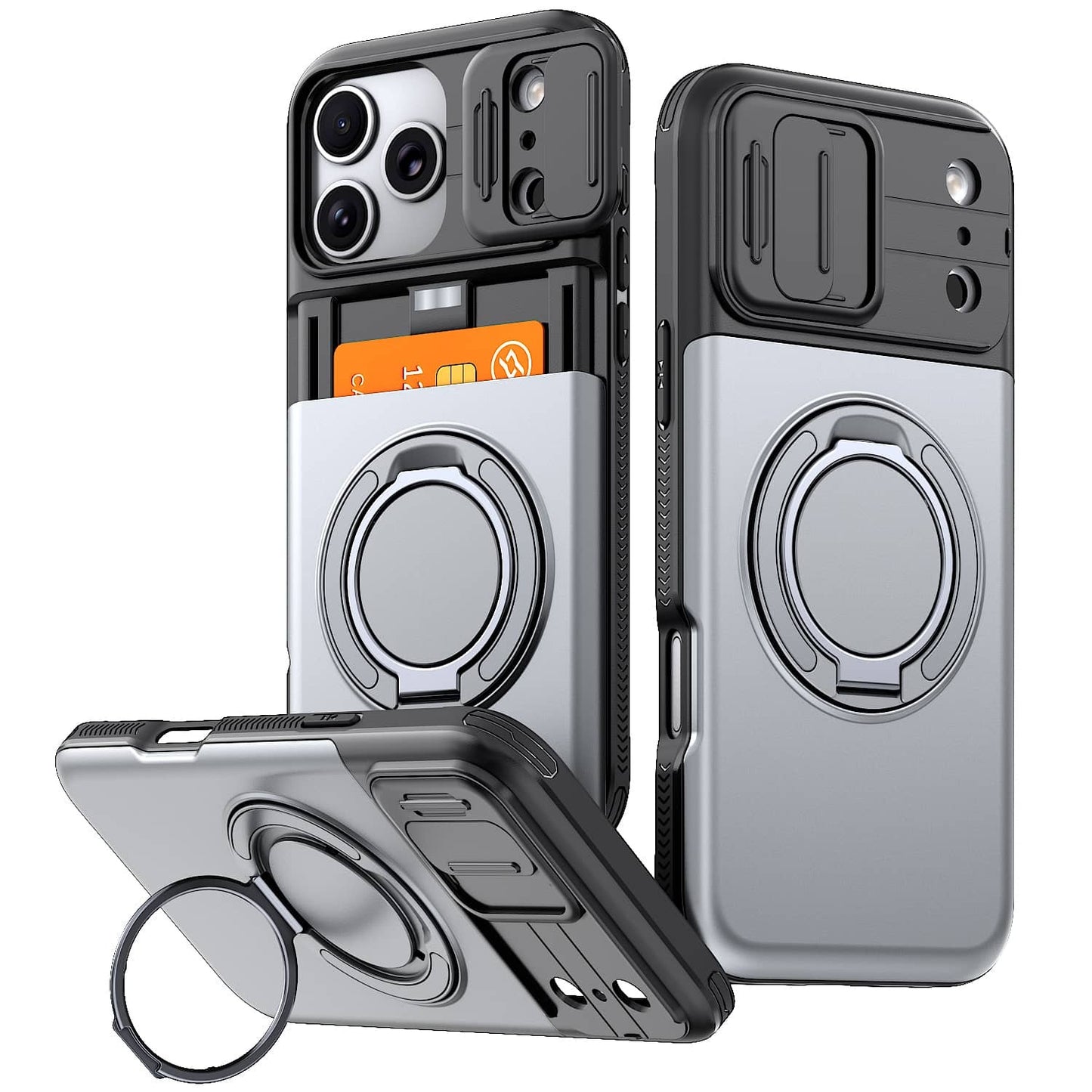 For iPhone 17 16 15 14 13 12 Pro Max 11 Case Wallet Card Holder Kickstand Rugged