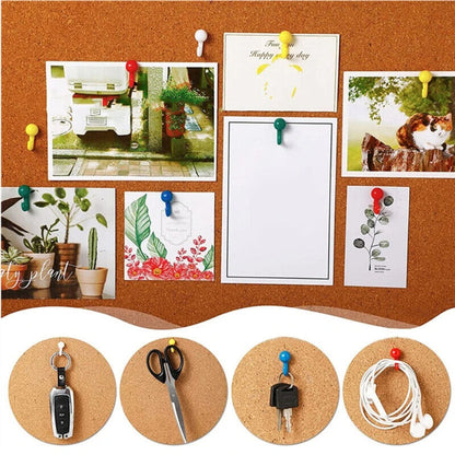 Message Board Holder 50Pcs Metal Plastic Hook-Shaped Push Pins Paper Thumb Tacks