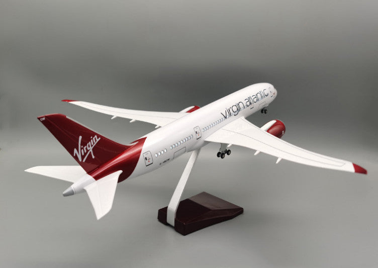 44CM Virgin Atlantic BOEING 787 Airplane Led Sound-controlled Light Resin Model
