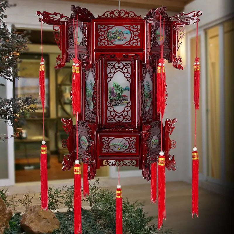 Palace Lantern Carved Wooden Chinese Lantern Balcony Red Outdoor Decoracion