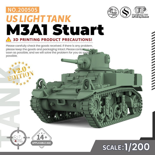 SSMODEL SS505 1/200/350/700 Military Model Kit US M3A1 Stuart Light Tank