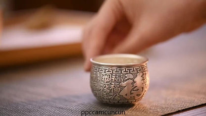 999 Sterling Silver Tea Cup With Handle Certificate Paper Health Care Handmade
