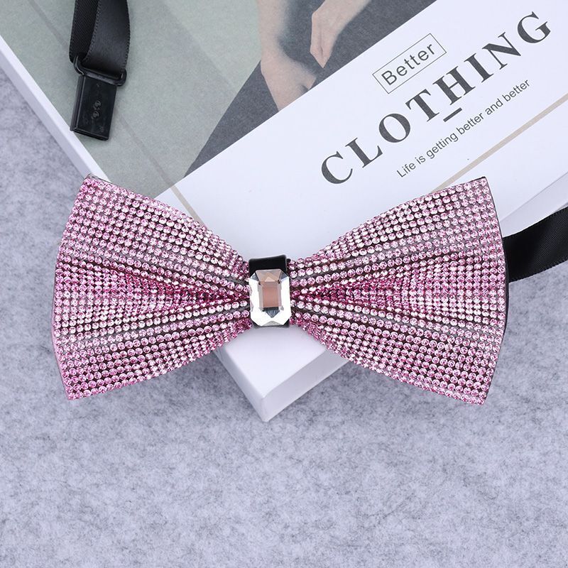 Men Rhinestone Bow Tie Shining Crystal Collar Bowtie Luxury Wedding Banquet Knot