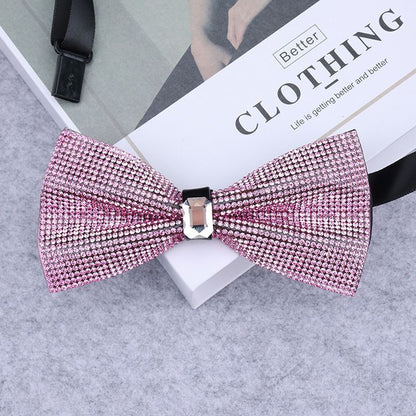 Men Rhinestone Bow Tie Shining Crystal Collar Bowtie Luxury Wedding Banquet Knot