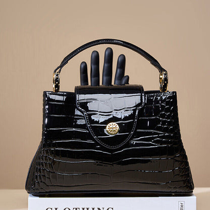 Luxury Women's Real Leather Dinner Party Handbag Crocodile Embossed Shoulder Bag