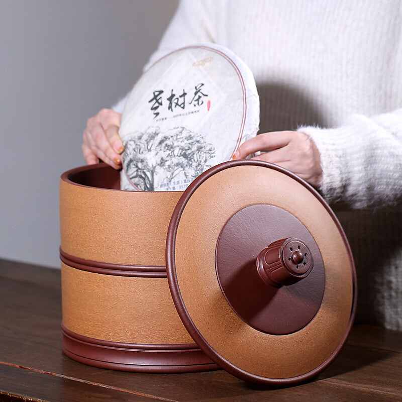 True Yixing Zisha Clay Tea Canister Health Care Sealed Jar For Pu'er Tea Cake