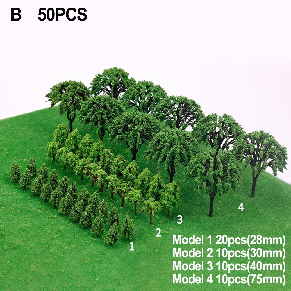 Artificial Miniature Tree 50Pcs Plastic Train Model Scenery Railroad Decorations