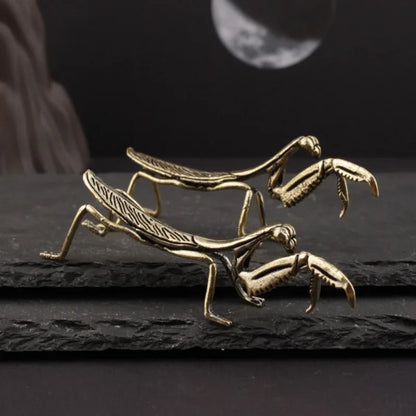 7.5cm Brass Mantis Ornament Figurines Decorations Tea Pet Feng Shui Collectible