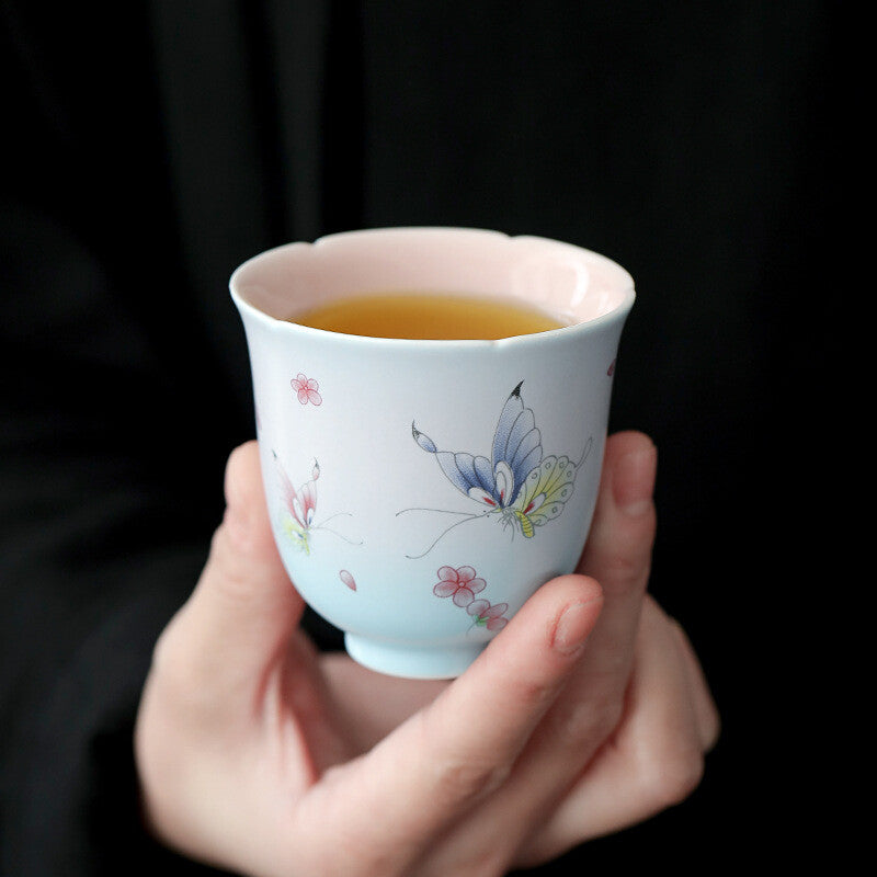 Artful Tea Cup Handmade Personal Cup Gradient Color Ceramic Chabei For Lady New
