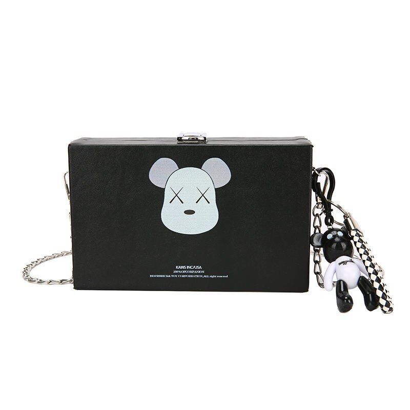 Square Crossbody Bag Small Chain One Strap Messenger Bag 19*12*5 CM Black/White