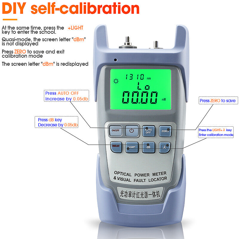 AUA-9A Optical Power Meter with Visual Fault Locator Optic Fiber Tester VFL 20MW