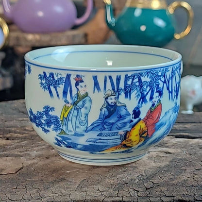 chinese jingdezhen porcelain blue and white tea cup ：scholar