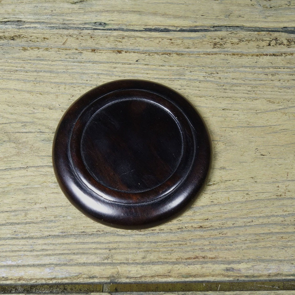 Antique Style Sandalwood Carved Xiangyun Ruicai Tea Coaster Cup Pad Decor 9cm
