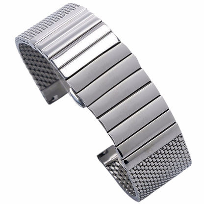 22mm Silver Milanese Mesh Web+Strip Stainless Steel Watch Band Strap Bracelet A