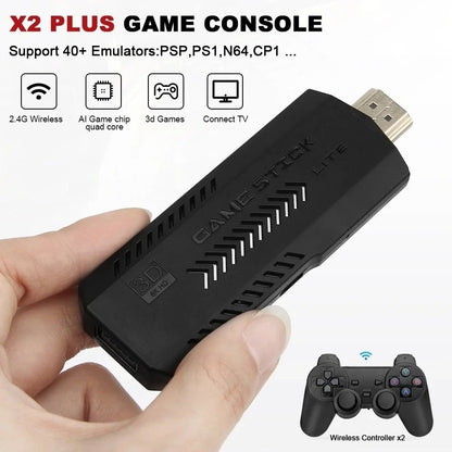64GB, Wireless 4K Built-in Games HDMI TV Video Game Stick Console X2 Gamepad 游戏机
