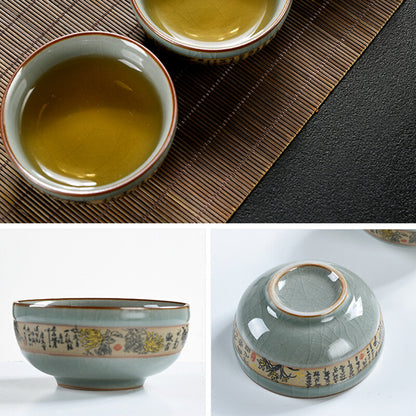 Chinese Kungfu Tea Set Porcelain Crackle Glaze Geyao Tea Pot Gaiwan Tea Cup New