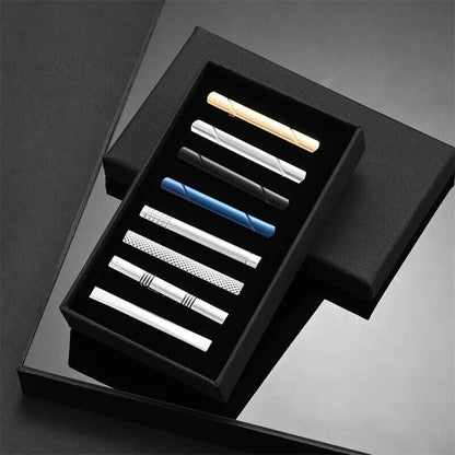 Tie Clips 8Pcs Copper Short Pins Set W/ Gift Box Accessories Men Shirt Cufflinks