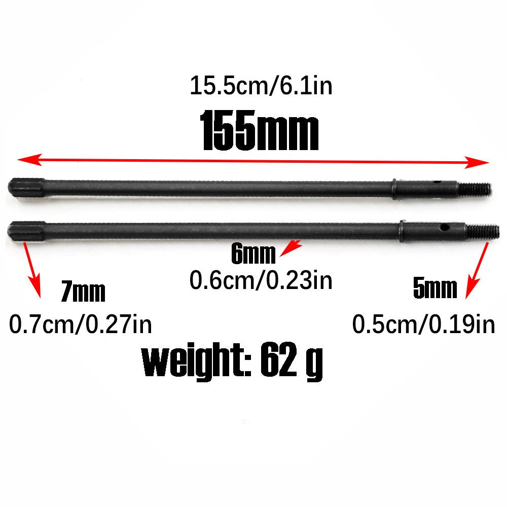 2Pcs Black Steel Rear Alex CVD Drive Shaft Replacement For Traxxas 1/7 RC Car;