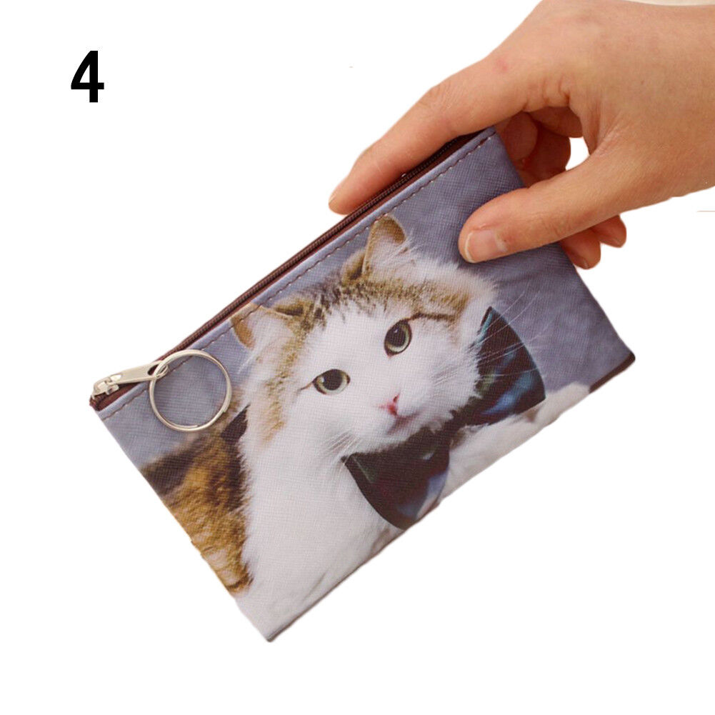 Girls Cute Cat Coin Purse Women Kids Mini Wallet Zipper Cartoon Bag Pouch Holder