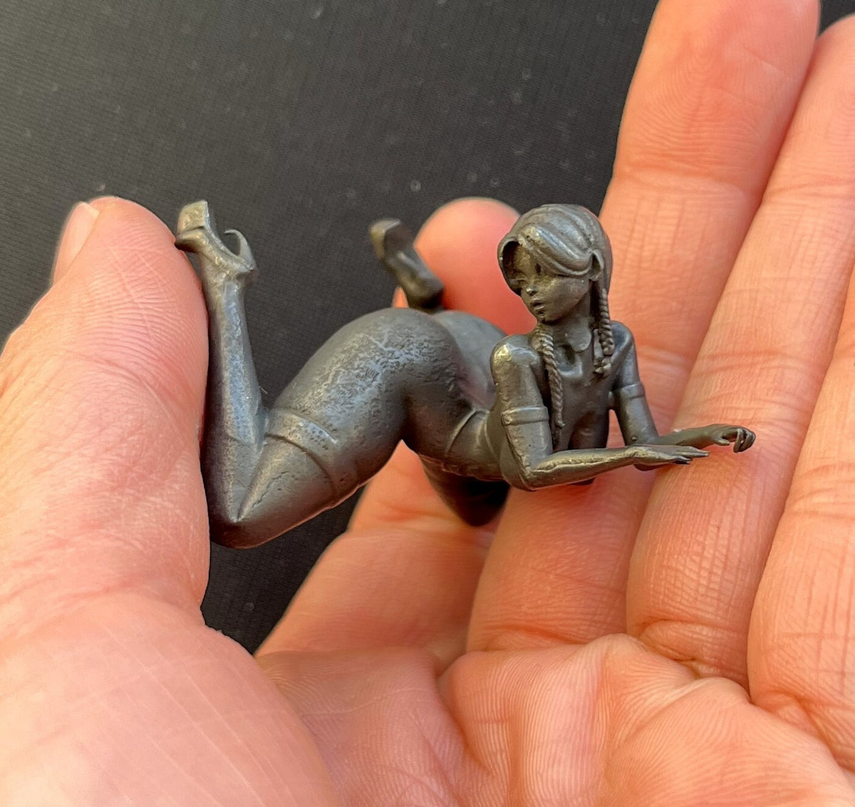 Black Brass Lying Sexy Girl Statue Art Beauty Model Artworks Gift
