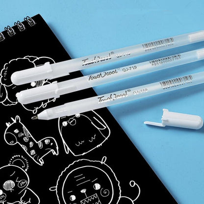 3Pack White Gel Ink Marker Pen Drawing Art Painting Tool 0.8MM Super-Smooth