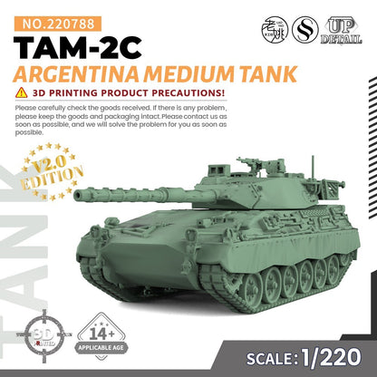 SSMODEL SS220788 1/220 Military Model Kit Argentina TAM-2C Medium Tank