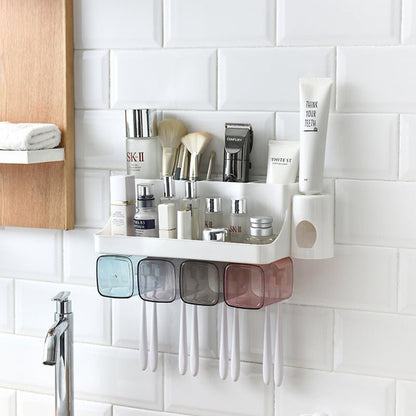 Toothbrush Holder and Toothpaste Dispenser Set - Multi-Functional