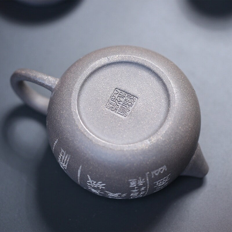 Original Ore Qinghui Duan Clay Tea Pot Yixing Zisha Pot Handmade Carved Marked