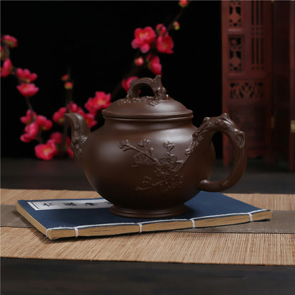 750ml Yixing Zisha Clay Pottery Tea Pot Teapot Flowers Handmade Large Clay Pot