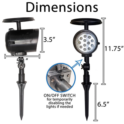 8 Pack of Solar Powered LED Spotlights - Automatic On at Night, Off at Sunrise
