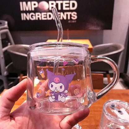 Kuromi Big Belly Straw Water Cup Milk Juice Drink Water Cup Cute Cartoon