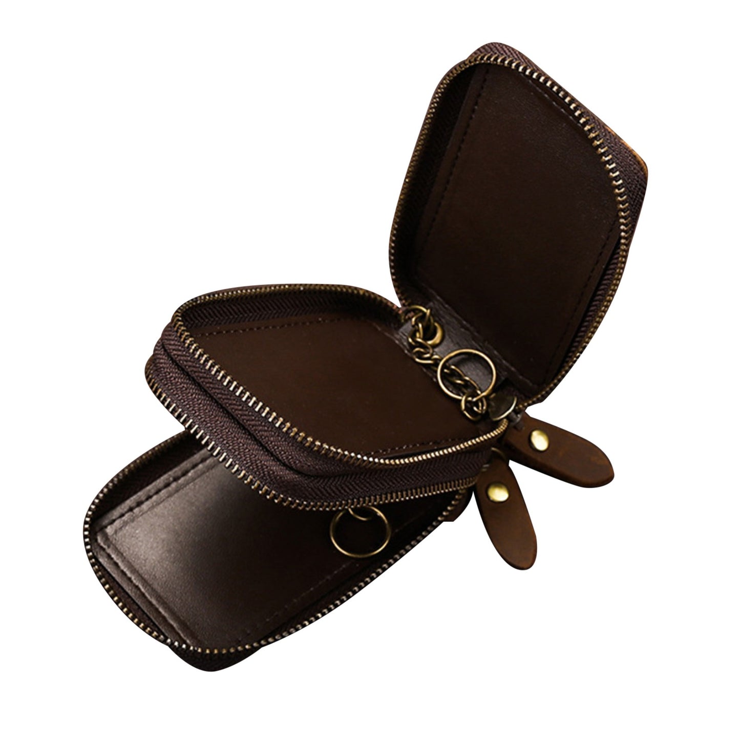 Genuine Leather Key Wallet Keychain Zipper Men Car Key Holder Case Pouch Bag
