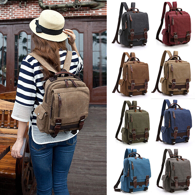 Unisex Canvas Convertible Small Backpack Rucksack Chest Pack Sling Bag Traavel