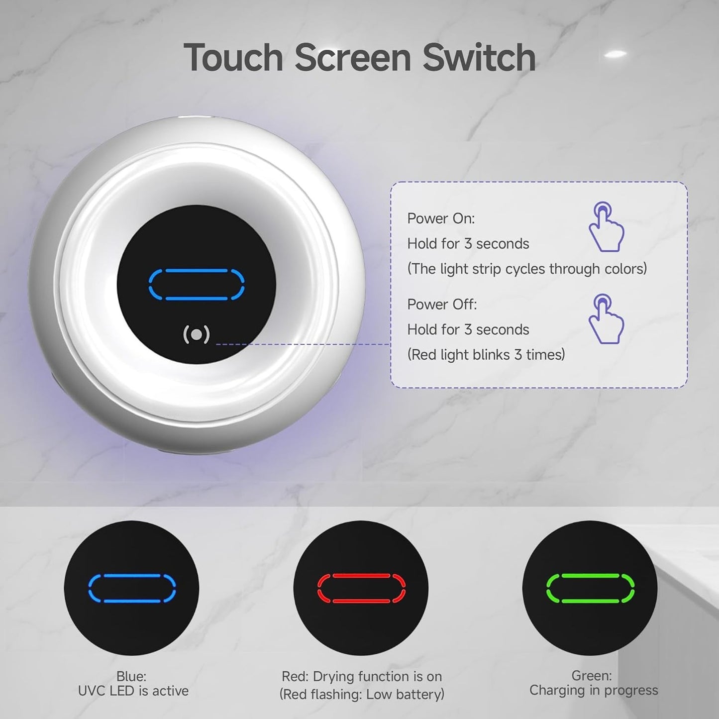 Toothbrush Sanitizer Holder - Smart Toothbrush Holder with Cleaning & Drying