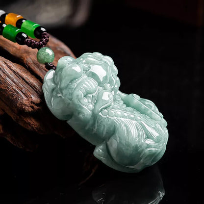 Real Grade A Natural Green Jade Jadeite Men Women Gift Pixiu Bead Lucky Pendant