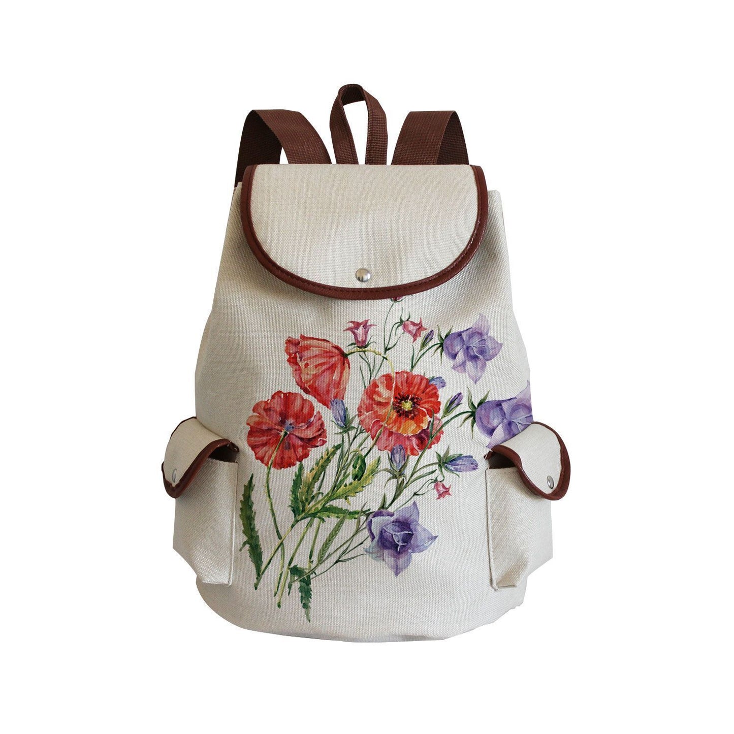 Vintage Drawstring Backpacks Large Practical Portable Linen Shoulders Bags 1 PC