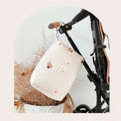 Baby Stroller Bag Baby Beige Zipper Diaper Handbag Mummy Shoulder Bag Traveling
