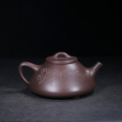 l-0Chinese Yixing Zisha Clay Handmade Exquisite Teapot （环龙三足 【底款】周桂珍）