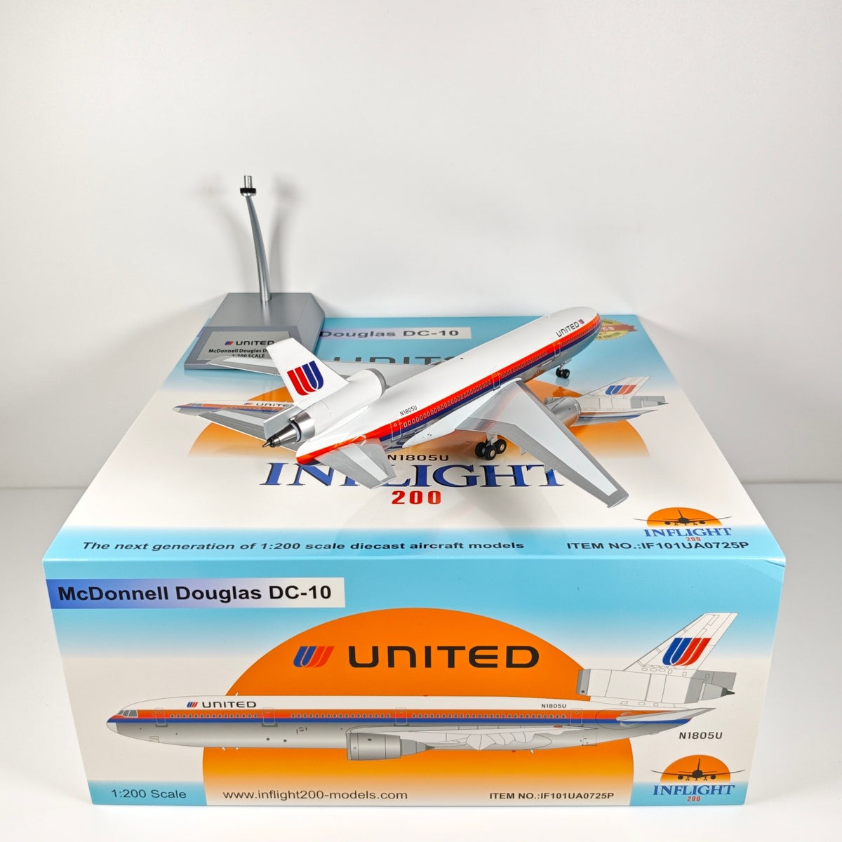 1:200 InFlight United Airlines DC-10 Passenger Airplane Diecast Plane Model
