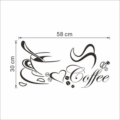 Wall Stickers Coffee Cup Vinyl Quote Restaurant Kitchen Removable Home Decor Art