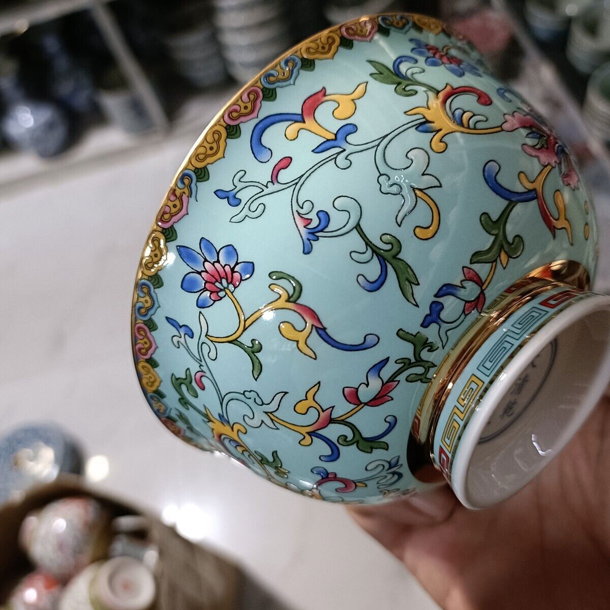 Chinese Tradition Rose Porcelain Bowls Flower Patterned Qianlong Collected