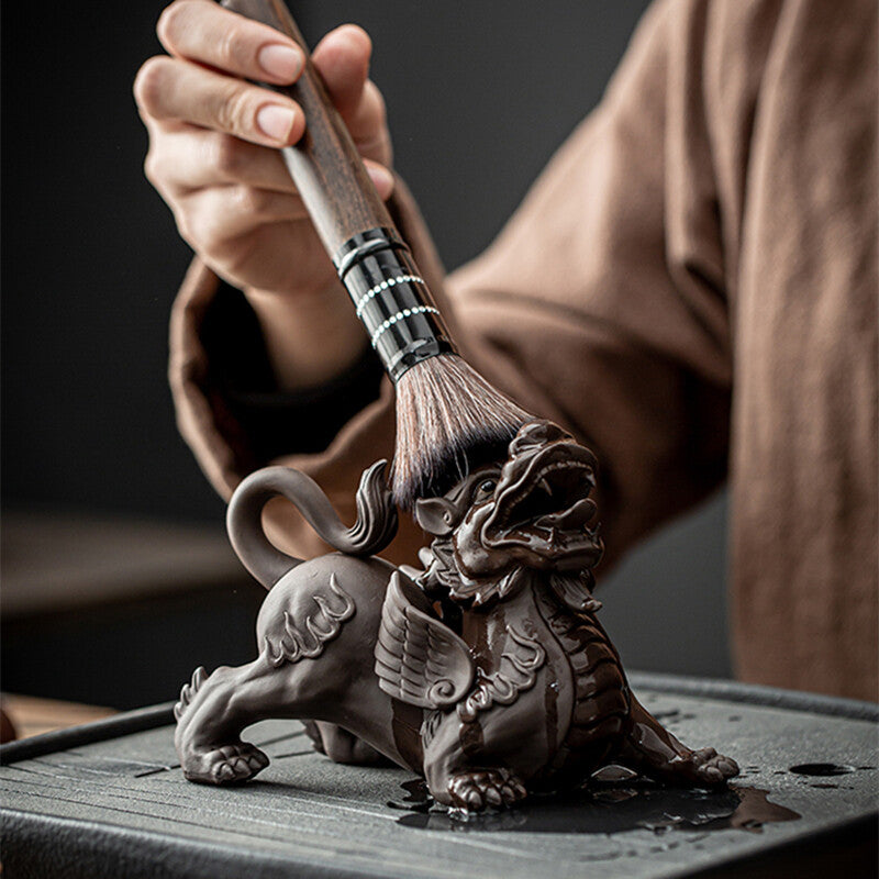 Chinese Yixing Purple Clay Tea Pet Brave Statue Troops Animal Tea Play Decorate