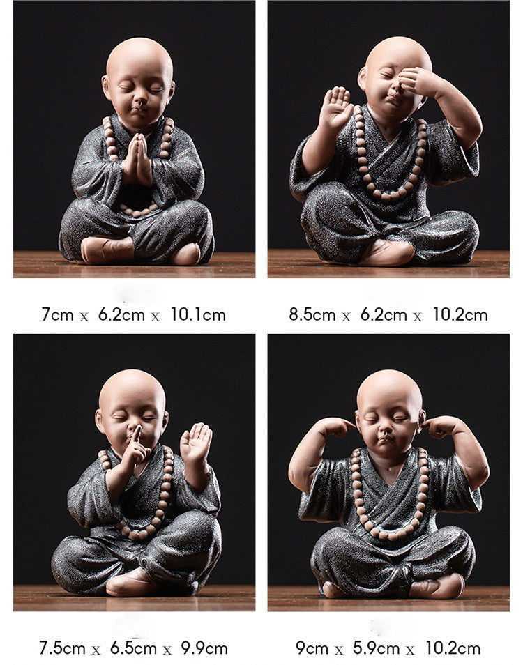 Chinese Yoga Monk Ornaments Home Decoration Ceramic Little Monk Buddha Statue
