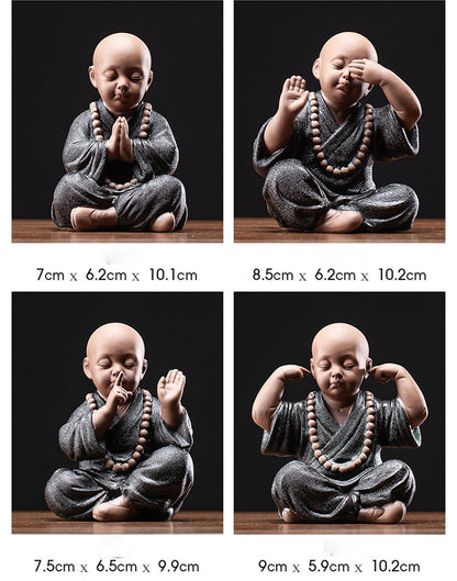 Chinese Yoga Monk Ornaments Home Decoration Ceramic Little Monk Buddha Statue