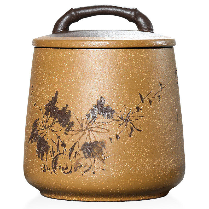China Tea Caddy True Yixing Zisha Sealed Canister & Lid Handmade For Loose Tea