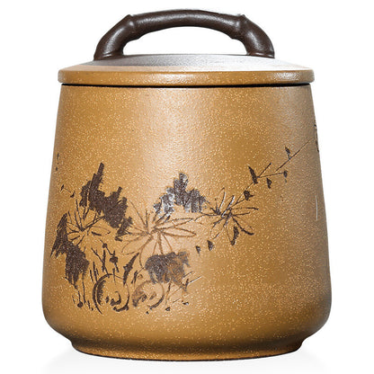 China Tea Caddy True Yixing Zisha Sealed Canister & Lid Handmade For Loose Tea