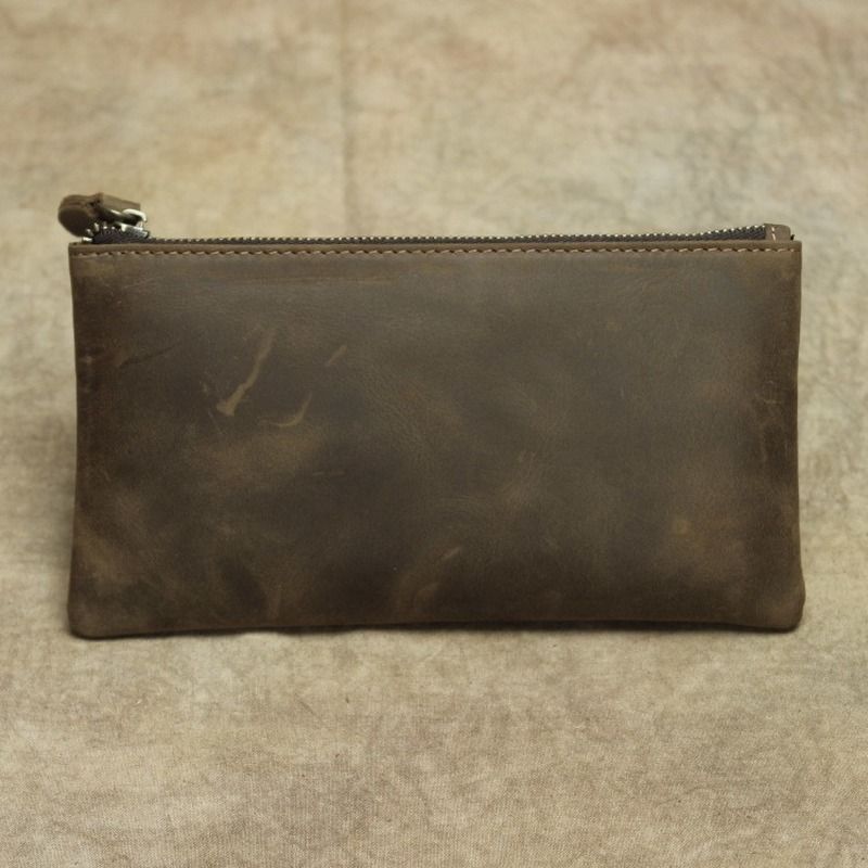 Wallet Genuine Leather Phone Bag Long Retro Ultra-Thin Leather Clutch Solid 1PC