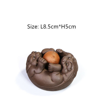 Chinese Handmade Tea Pet Statue Historical Figurine Monk Tea Play Yixing Zisha