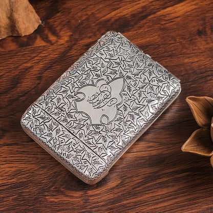 New Hand Carved Cigarette Case Antique Metal 14 Cigarettes Case Box