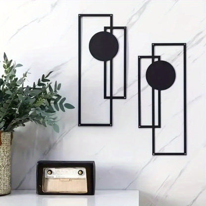 CIFbuy 2 Pcs Metal Wall Art Minimalist Abstract Geometric Home Office Decor